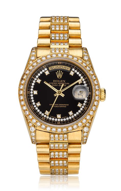 18k gold rolex with diamonds.